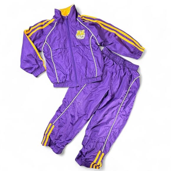 Vintage LSU Tigers KIDS 4T Tracksuit Sporty 90s Windbreaker Jacket Pants Set Y2K - Picture 1 of 10